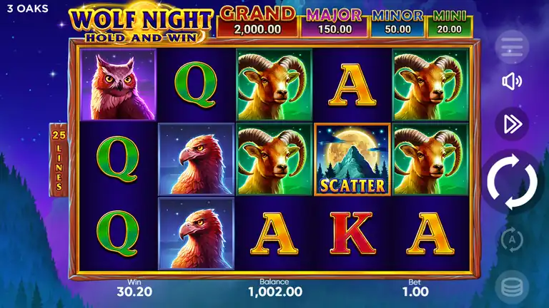 Wolf Night session end - final spin 1701, balance 1,000.00 at bet 1.00
